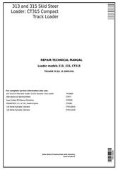 TM10608 - John Deere 313 and 315 Skid Steer Loader; CT315 Compact Track Loader Service Repair Manual