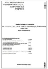 TM10690 - John Deere 624K 4WD Loaders w.Engines 6068HDW79, 6068HDW83 Diagnostic& Test Service Manual