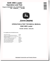 John Deere 824K (SN. before 641969) 4WD Loaders with 6135HDW01 Tier3, 6135HDW03 Stage2 Engines Operation and Test Manual (TM10698)