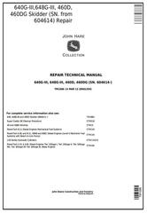 TM1086 - John Deere 640G-III, 648G-III; Timberjack 460D, 460DG (SN.604614-) Skidder Repair Manual