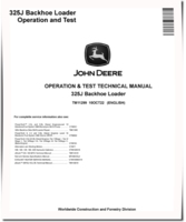 John Deere 325J Backhoe Loaders Operation and Test Manual (TM11299)
