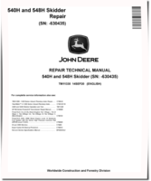 John Deere 540H Cable Skidders and 548H Grapple Skidders (SN: -630435) Repair Manual (TM11330)