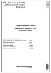 TM11446 - John Deere 329D, 333D Skid Steer Loader w.Manual Controls Diagnostic & Test Service Manual