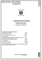 TM11798 - John Deere 848H (SN.630436-) Grapple Skidder Diagnostic, Operation and Test Service Manual