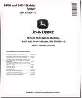 John Deere 640H Cable Skidders and 648H Grapple Skidders (SN: 630436-) Repair Manual (TM11811)