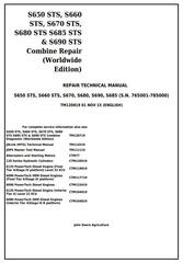 TM120819 - John Deere S650, S660, S670, S680, S685, S690 STS Combines Service Repair Technical Manual