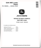 John Deere 524K (SN: E642246-670307) 4WD Loaders with iT4 Engine 6068HDW84 Repair Manual (TM12095)