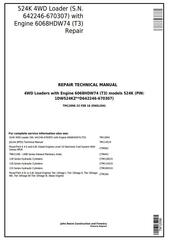 TM12096 - John Deere 524K 4WD Loader (SN.642246-670307) w.Engine 6068HDW74 (T3) Service Repair Manual