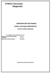 TM12175 - John Deere 670GLC Excavator Diagnostic, Operation and Test Service Manual