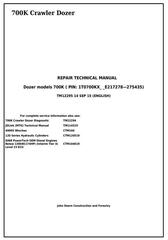 TM12295 - John Deere 700K Crawler Dozer (S.N. 217278-275435) Service Repair Technical Manual