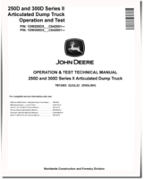John Deere 250D and 300D Series II Articulated Dump Trucks (SN. from C642001) Operation and Test Manual (TM12403)