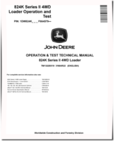 John Deere 824K-II (SN. from F664579) 4WD Loaders Operation and Test Manual (TM13220X19)