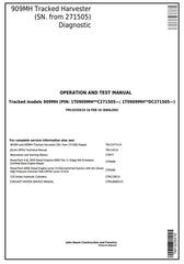 TM13235X19 - John Deere 909MH (SN.271505-) Tracked Harvester Diagnostic and Test Service Manual