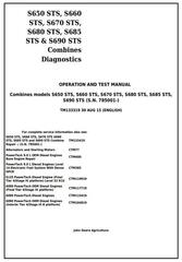 TM133319 - John Deere S650STS, S660STS, S670STS, S680STS, S685STS, S690STS Combines Diagnostic Manual