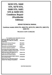 TM133419 - John Deere S650STS, S660STS, S670STS, S680STS, S685STS, S690STS Combines Repair Manual