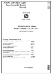 TM134019 - John Deere CH570, CH670 (PIN Prefix 1T8) Sugar Cane Harvester Service Repair Manual