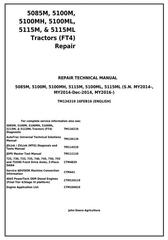 TM134319 - John Deere 5085M, 5100M, 5100MH, 5100ML, 5115M, 5115ML (FT4) Tractor Service Repair Manual