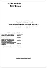TM13602X19 - John Deere 1050K Crawler Dozer (PIN: 1T01050K**C268234-) Service Repair Technical Manual