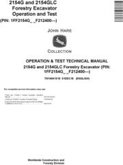 John Deere 2154G, 2154GLC (SN. F212400-) Forestry Excavator Diagnostic Technical Manual (TM14041X19)