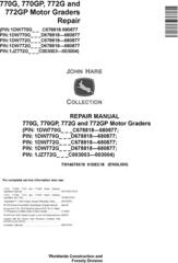 John Deere 770G, 770GP, 772G, 772GP (SN.C678818—680877) Motor Graders Repair Manual (TM14079X19)