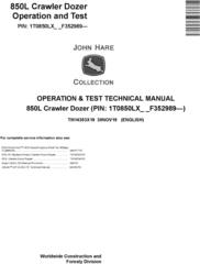 John Deere 850L Crawler Dozer Operation & Test Technical Manual (TM14353X19)