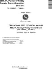 John Deere 850L PL Pipelayer Ready Crawler Dozer Operation & Test Technical Manual (TM14355X19)