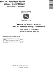 John Deere 850L PL Pipelayer Ready Crawler Dozer Repair Technical Manual (TM14356X19)