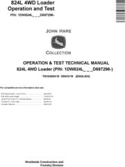 John Deere 824L 4WD Loader Operation & Test Technical Manual (TM14366X19)
