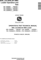John Deere 844L and 844LAH 4WD Loader Operation & Test Technical Manual (TM14367X19)