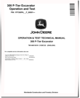 John Deere 300 P-Tier (SN. from F_00001) Crawler Excavators Operation and Test Manual (TM14651X019)