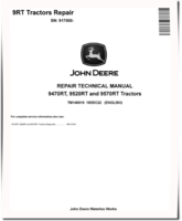 John Deere 9470RT, 9520RT and 9570RT Tracked Tractors (SN. from 917000) Repair Manual (TM146919)