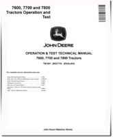 John Deere 7600, 7700 and 7800 Tractors Operation and Test Manual (TM1501)