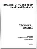 John Deere 21C, 21S Cutter Trimmers, 45BP Blowers and 21HC Hedge Clippers Technical Manual (TM1524)