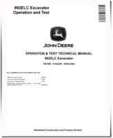 John Deere 992E LC Crawler Excavators Operation and Test Manual (TM1559)