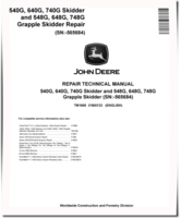 John Deere 540G, 640G, 740G Skidders, 548G, 648G and 748G Grapple Skidders Repair Manual (TM1600)