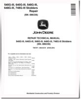 John Deere 540G-III, 640G-III Skidders, 548G-III, 648G-III and 748G-III Grapple Skidders (SN:-586336) Repair Manual (TM1871)