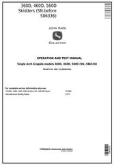 TM1879 - John Deere TIMBERJACK 360D, 460D, 560D (SN.-586336) Single Arch Grapple Skidder Diagnostic and Test manual