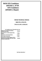 TM2101 - John Deere 9650STS (SN.695501-), 9750STS (SN.695601-) Combines Service Repair Technical Manual