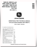 John Deere 540G-III, 640G-III Skidders, 548G-III, 648G-III, 748G-III, TimberJack 360D, 460D and 560D Grapple Skidders Operation and Test Manual (TM2110)