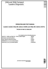 TM2206 - John Deere 244J (SN:-23289) , 304J (SN:-23371) Compact Loader Diagnostic&Test Service Manual