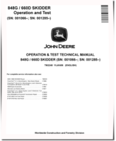 John Deere 848G, TimberJack 660D Cable and Grapple Skidders Operation and Test Manual (TM2248)