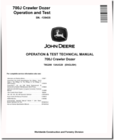 John Deere 700J (SN. before 139435) Crawler Dozers Operation and Test Manual (TM2290)