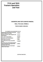 TM2516 - John Deere 7715, 7815 Tractors (SN. 070001-) Diagnostic, Operation and Test Service Manual