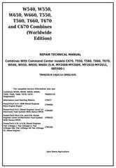 TM402619 - John Deere W540, W550, W650, W660, T550, T560, T660, T670, C670 Combines Repair Manual