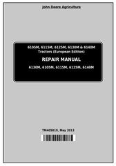 TM405819 - John Deere 6105M, 6115M, 6125M, 6130M, 6140M (European Edition) Tractors Repair Manual