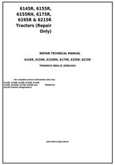 TM406919 - John Deere 6145R, 6155R, 6155RH, 6175R, 6195R, 6215R Tractors Repair Technical Manual