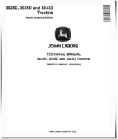 John Deere 3025D, 3035D and 3043D Tractors (North American Edition) Technical Manual (TM902719)