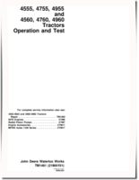 John Deere 4555, 4560, 4755, 4760, 4955 and 4960 Tractors Operation and Test Manual (tm1461)