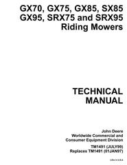 TM1491 - John Deere Riding Mowers Type GX70, GX75, GX85, GX95, SRX75, SRX95, SX85 Technical Service Manual