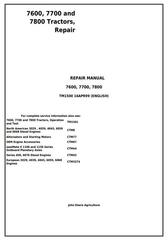 TM1500 - John Deere 7600, 7700 and 7800 , 2WD or MFWD Tractors Service Repair Technical Manual